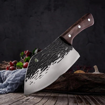 Meat Cleaver, 7 Inch Wooden Handle Kitchen Knives Slicing Vegetables Meat Chopping Knife Forged Boning Butcher Knives Cooking Tools7