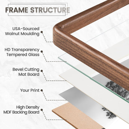 11X14 Picture Frame, Solid Walnut Wood Photo Frame, Rounded Corner, 2 Pack4