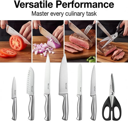 Knife Set Kitchen Steel Knife Block Set W Built-In Sharpener7
