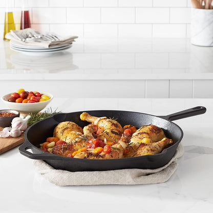 Pre-Seasoned Cast Iron Skillet, Oven Safe, Even Heating, Heat Distribution, Stove Compatible, Heavy-Duty, 15-Inch, Black6