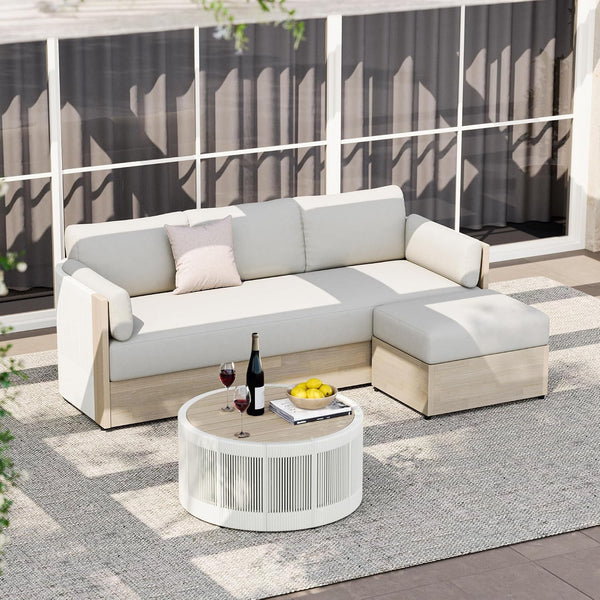 CHITA Outdoor Furniture Set 3 Piece, Patio Conversation Set, Acacia Wood1