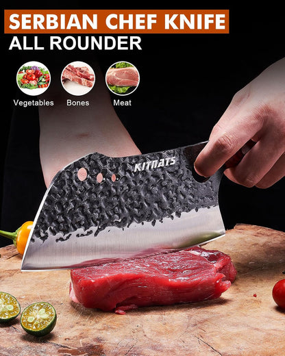3PCS Butcher Knife Set, Razor Sharp Hand Forged Meat Cleaver & Boning Knives for Meat & Bone Cutting, Kitchen Knives for Cooking BBQ, Gift for Men & Women2