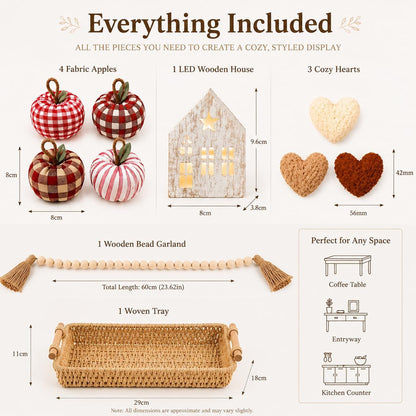 Cozy Decor Set for Home, Fall Decor with LED House & Woven Basket | Ready-To-Style Decor Set Cozy & Warm3
