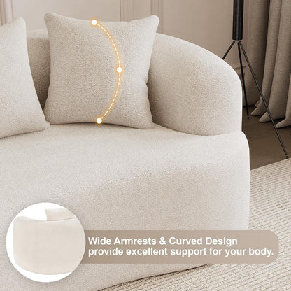 69" Modern Curved Loveseat Sofa for Living Room, Cream White6