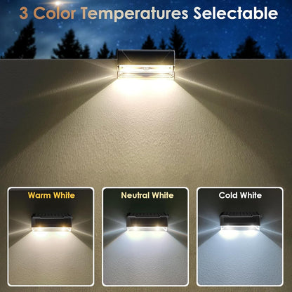 Solar Fence Lights Outdoor，3000/4000/6000K 3 Mode Fence Light Solar Powered3