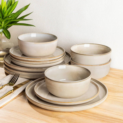 Stoneware Dinnerware Sets for 8, 24 Piece Plates and Bowls Sets1