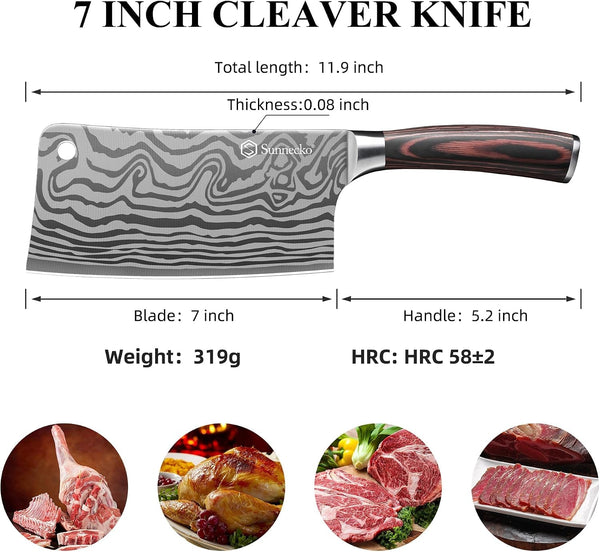 7” Cleaver Knife, Multipurpose Meat & Vegetable Chef Cleaver5
