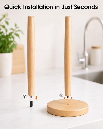 Wooden Paper Towel Holder Countertop - Solid Freestanding Paper Towel Dispenser Stand with Non-Slip Base4