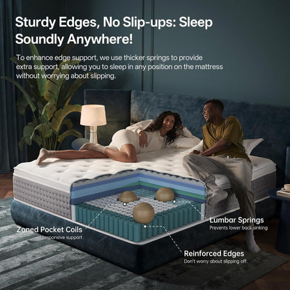 King Mattress, 14 Inch Medium Firm Hybrid with Motion Isolation | Breathable Hybrid Comfort with Responsive Support, Motion Isolation, Reinforced Edges, and Certipur-Us Certified Foam.5
