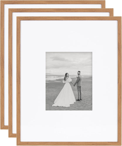 Gallery Rectangle Picture Frame Set of 3, 16 X 20 Matted to 8 X 10, Brown, Modern Three-Piece Photo Frame Set for Gallery Wall Decor in Living Room Wall Display1