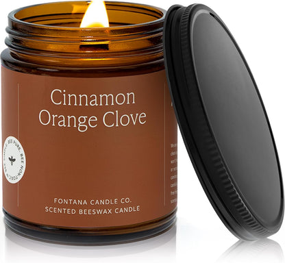 Fontana Candle Co Wood Wick Beeswax Candle, Cinnamon Orange Clove1