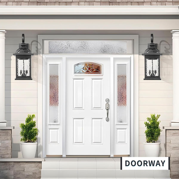 Outdoor Lights Fixtures Wall Mount, Extra Large 26Inch Outdoor Wall Sconce Lights with Water Ripple Glass for House Front Porch Patio Garage E12 Bulb Base2
