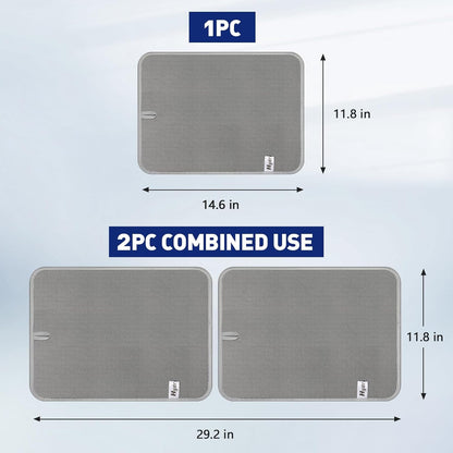 14.6*11.8 Inch Microfiber Dish Drying Mat,2 Compact Ultra Absorbent Dish Mat Drying Kitchen Mat,Small Dish Drying Mats for Kitchen Counter,Draining Racks,Sinks (Gray)2