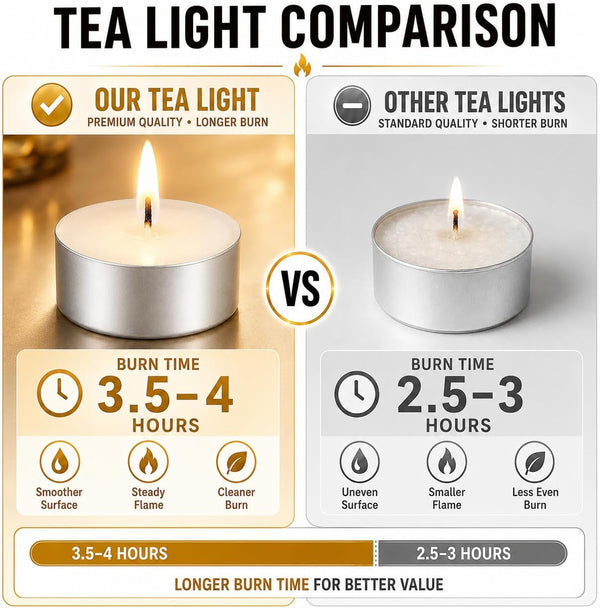 White Tea Lights Candles - Unscented Tealights, Mini Votive Candles7