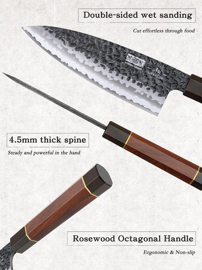 6 Inch Deba Knife, Japanese VG10 High Carbon Steel Kitchen Knife for Sushi Sashimi & 8 Inch Japanese Gyuto Chef Knife, 7 Layers High Carbon Steel VG-10 Kitchen Knife4
