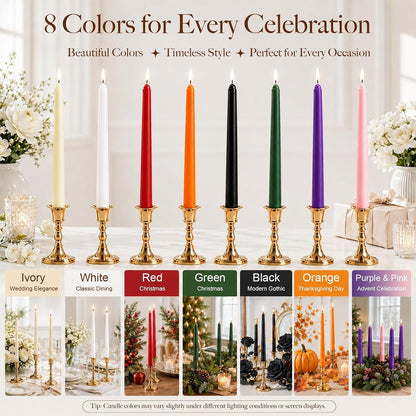 Ivory Taper Candles 10 Inch, 4 Pack Dripless Unscented Candle Sticks, 7 H9