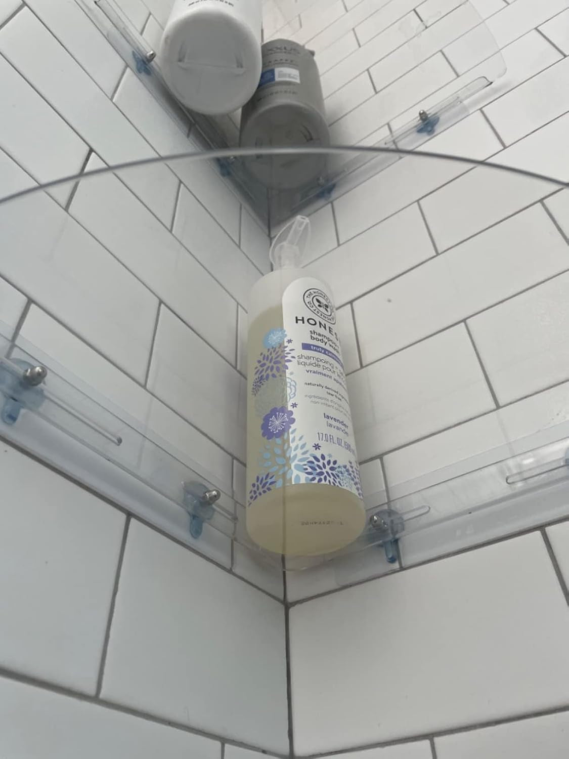 acrylic-corner-shelf-2-pack-adhesive-shower-caddy-0-12-thick-shatter-resistant-clear-bathroom-corner-shelves-for-tile-wall-no-drill-renter-friendly-10-10-inch-20-lbs-capacity