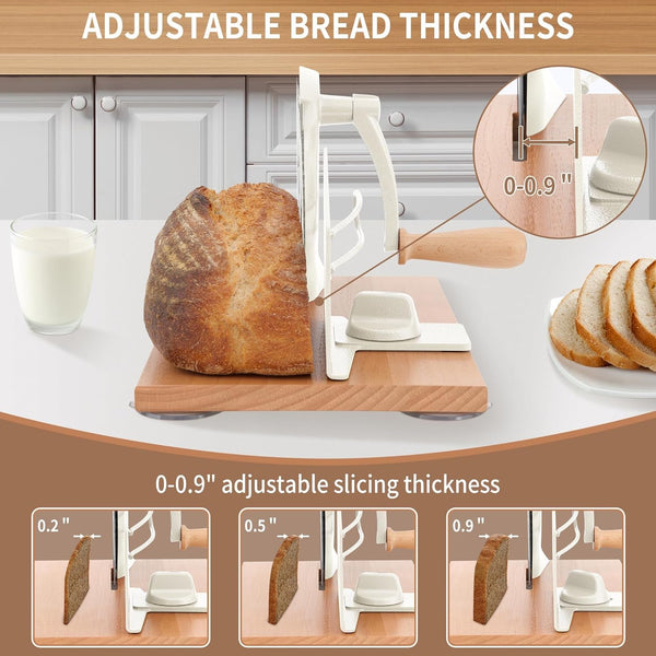 Sourdough Bread Slicer, Manual Bread Cutter with Hand Crank, Cream2