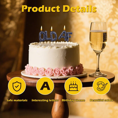 Funny Old AF Birthday Candles for Cake – Humorous Birthday Cake Candles for Milestone Birthdays & Retirement Parties (Black)4