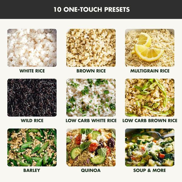 Rice Cooker, 8 Cups Cooked (4 Uncooked), Low-Carb & Soup Mode,10 ONE-TOUCH Cooking Presets, Pfas-Free Ceramic Steamer Basket, Fuzzy Logic, Auto Keep Warm, Oats, 24HR Delay Timer, Graphite5
