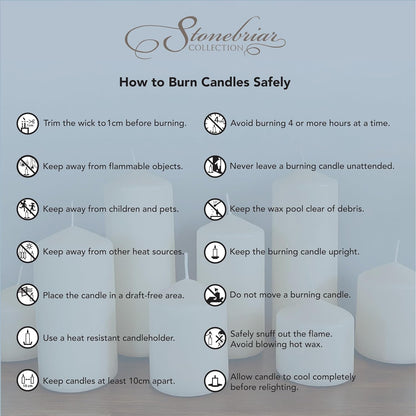 Unscented Pillar Candles – 65 Hour Burn Time, Long-Lasting Wax Candles for Weddings, Holidays, Home Décor & Special Events, Pack of 6, Ivory, 3" X 6"10