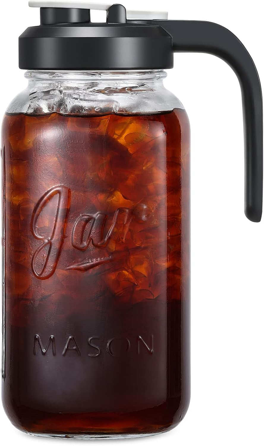2-quart-glass-pitcher-with-lid-airtight-leakproof-mason-jar-pitcher-with-filter-lid-wide-mouth-glass-jar-heavy-duty-glass-container-for-water-juice-milk-tea-iced-coffee-and-drinks