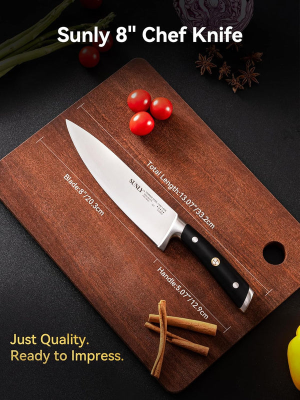 Chef Knife, 8 Inch Professional Kitchen Knife with German 1.4116 Stainless Steel, 58±2 HRC Hardness, Full-Tang Design, Anti-Slip Handle for Meat, Fruits, Vegetables, Gift-Ready Magnetic Box8