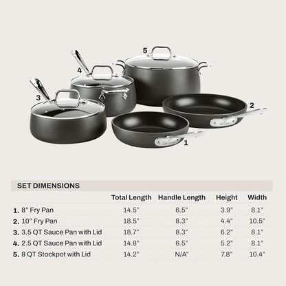 All-Clad HA1 Hard Anodized Nonstick (8-Piece) Pots and Pans Set Non Stick Cookware Sets, Oven Broiler Safe 500F, Black4