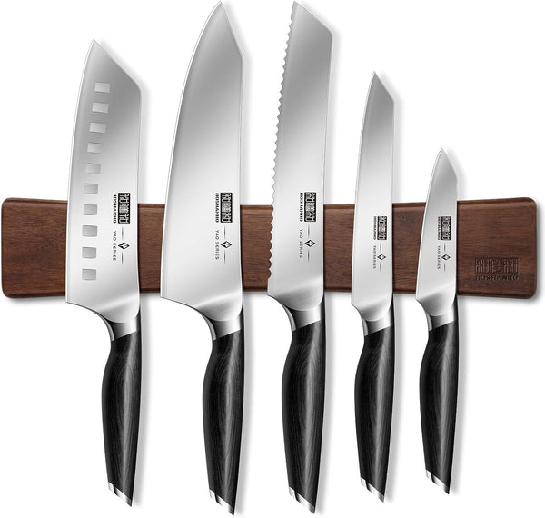 Knife Set with Magnetic Knife Holder, 6-Piece Kitchen Knife Set | High Carbon Powder Steel Chef Knives Sets with Ergonomic Pakkawood Handle, Gifts for Men and Women1