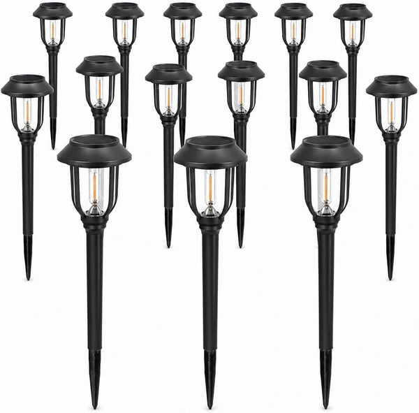 Solar Lights Outdoor 12 Pack, Solar Pathway Lights Warm White, Waterproof Auto On/Off Solar Powered Garden Lights for Yard Landscape, Walkway, Path, Driveway Decor3