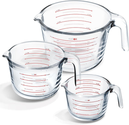 Glass Measuring Cups Set of 3 - Liquid Measuring Cups, Glass Measuring Cup Set - 1,2,4 Cup Measuring Cup - Dishwasher Oven, Microwave Safe Measure Cups1