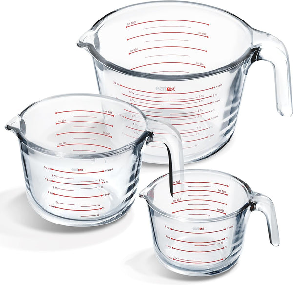 Glass Measuring Cups Set of 3 - Liquid Measuring Cups, Glass Measuring Cup Set - 1,2,4 Cup Measuring Cup - Dishwasher Oven, Microwave Safe Measure Cups1