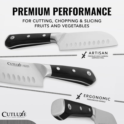 Santoku Knife 5" – Meat & Vegetable Chopping Knife, German Steel2