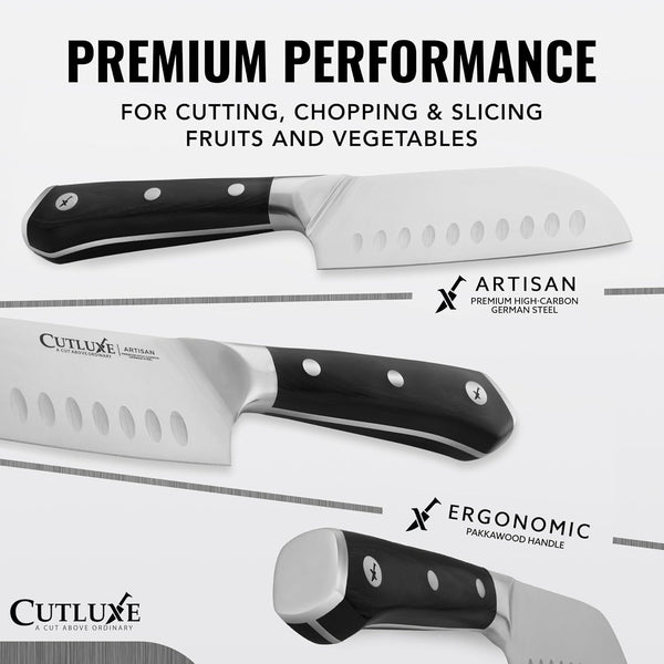 Santoku Knife 5" – Meat & Vegetable Chopping Knife, German Steel2