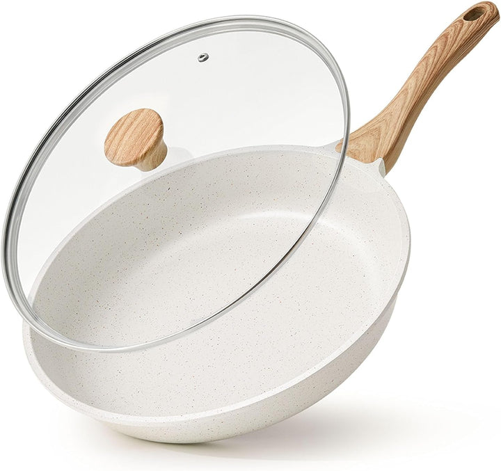 11Inch Nonstick Ceramic Frying Pan with Lid, PFAS/PTFE/PFOA Free | Ceramic Omelette Pan Skillet, Healthy Non-Toxic Chef'S Pan, Induction Compatible Pan, Heat Resistant Handle