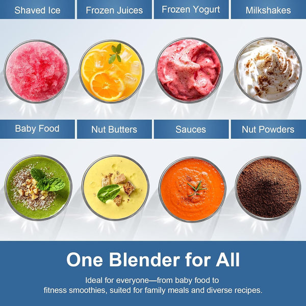 1200W Smoothie Blender, Personal Kitchen Blender, Ice Crushing | 25000 RPM, Dishwasher Safe, 12Pcs, 6-Leaf Blade×2, 3 Cup Sizes, Smoothie Maker Grinder Frozen Drinks Nuts, Silver3