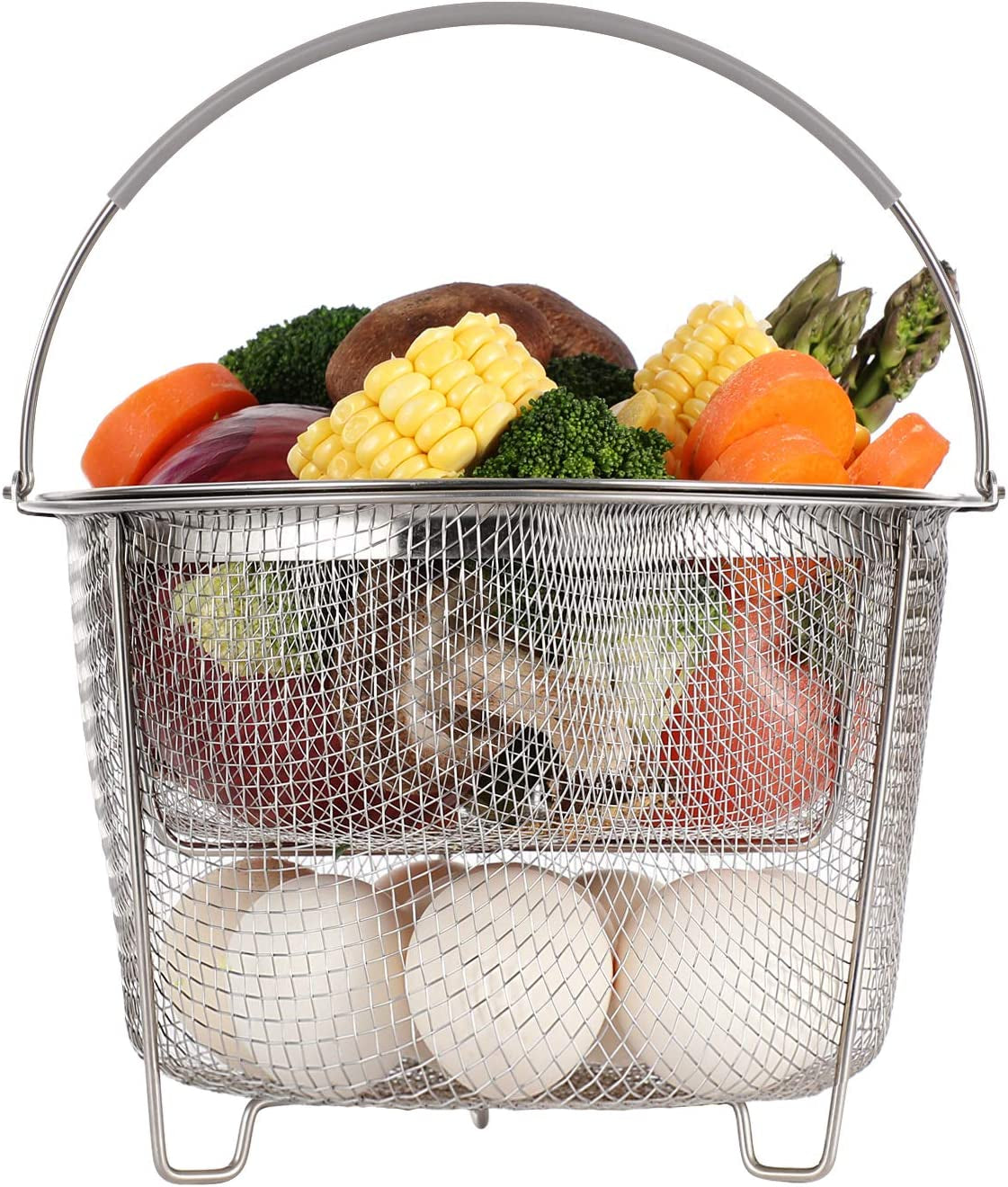steamer-basket-for-instant-pot-accessories-6-qt-or-8-quart-2-tier-stackable-18-8-stainless-steel-mesh-silicone-handle-vegetable-steamer-insert-egg-basket-pasta-strainer-silver