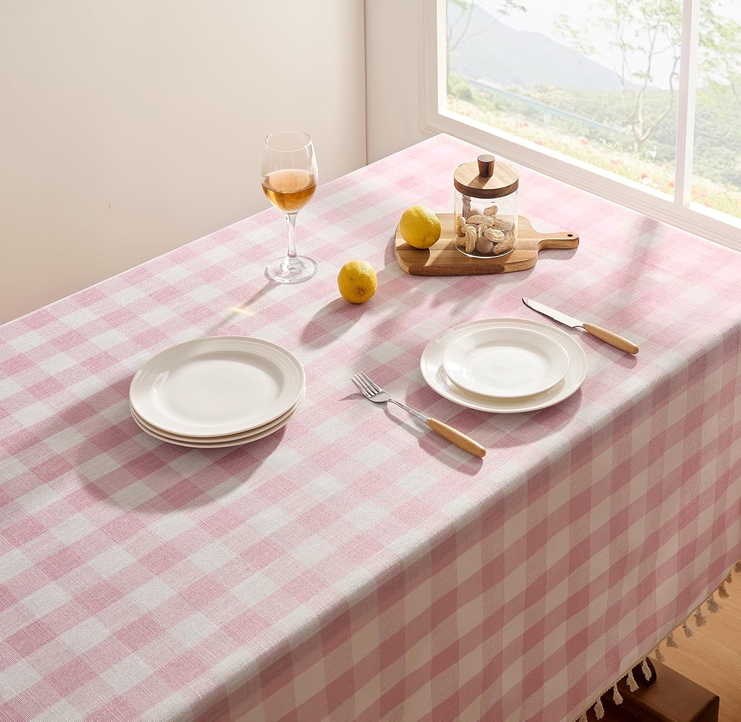 pink-gingham-tablecloth-rectangle-outdoor-linen-cotton-checkered-table-cloth-with-tassel-heavy-duty-wrinkle-free-buffalo-plaid-table-cover-for-kitchen-dining-home-party-55-x-84-inch