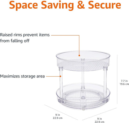 Lazy Susan Turntable Organizer for Spices and Condiments, 9" Diameter, 2 Tier, Clear3