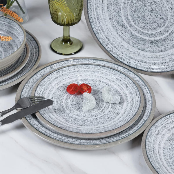 Melamine Dinnerware Sets 12 PCS - Service for 4 Plates & Bowls Sets Grey7