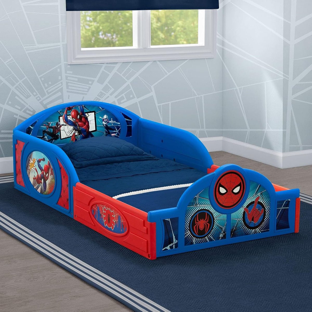 spider-man-plastic-sleep-and-play-toddler-bed-with-attached-guardrails