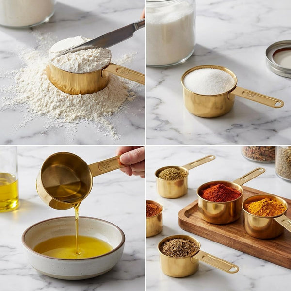 Stainless Steel Metal Measuring Cups, Gold Finish4