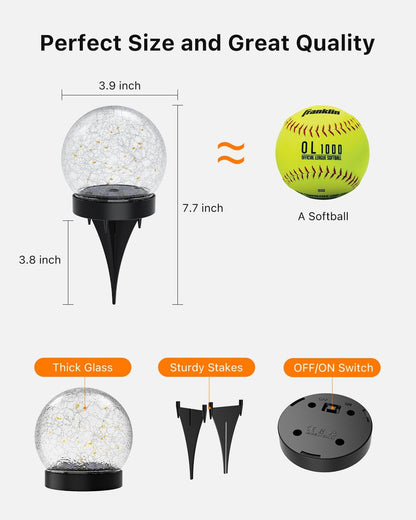 8 Pack 3.94" Warm White Solar Powered Crackle Glass Orb LED Lights4
