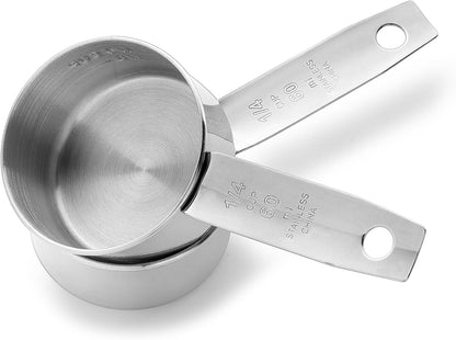 1/4 Cup Scoop, Stainless Steel Measuring Cup Set of 2, Quarter Cup Metal Measuring Scoops for Dog Cat Pet Food, Coffee, Baking1