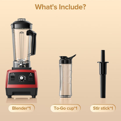 Blenders for Kitchen, 1800W High Speed Smoothie Maker with 68Oz Large Pitcher, 20Oz Travel Cup, Pulse Self-Cleaning & Overheat Protection, Red7