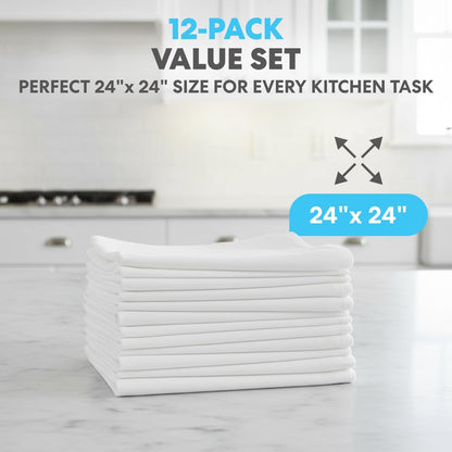 Flour Sack Kitchen Towels 24"X24" (12 Pack) – 100% Cotton, Lint-Free, High Absorbent Tea Towels – Perfect for Dish, Baking, Crafting2