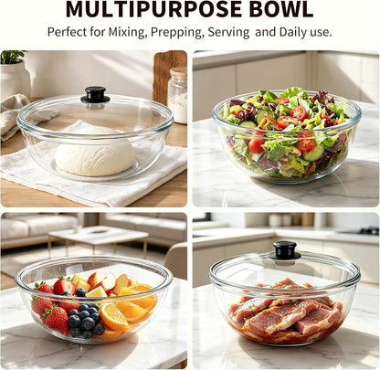 5QT Large Glass Mixing Bowl with Lid, Glass Bowl for Sourdough Bread Making7
