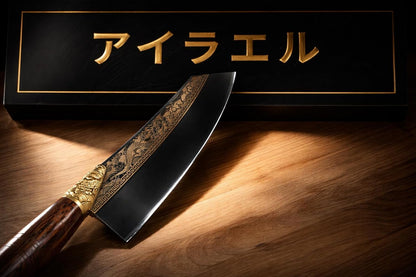 Dragon Engraved Chef Knife – Unique Gift for Men, Chefs & Collectors | 8.5" Razor-Sharp Japanese-Style Kitchen Knife, Mirror-Polished Stainless Steel Blade, Rosewood Handle & Premium Gift Box2