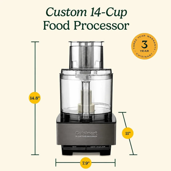 Food Processor 14-Cup Vegetable Chopper for Mincing, Dicing, Shredding, Puree & Kneading Dough, Black Stainless, DFP-14BKSY6