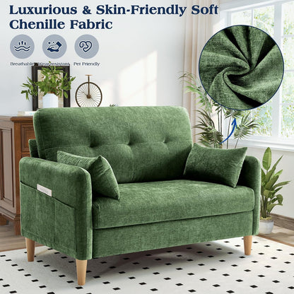 Loveseat Sofa, 47” Small Couch for Living Room, Comfy Chenille Fabric Love Seat for Bedroom with Throw Pillow,Removable Cushion Cover,Couches for Small Space,Apartment,Dorm4
